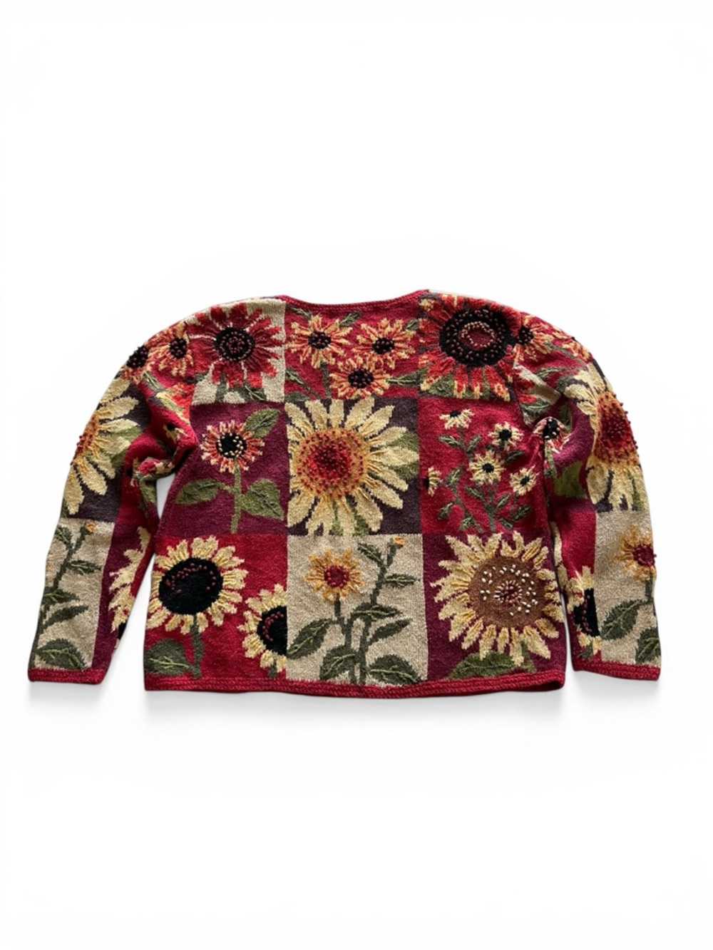 David Brooks Sunflower Patchwork Knit Sweater In … - image 3